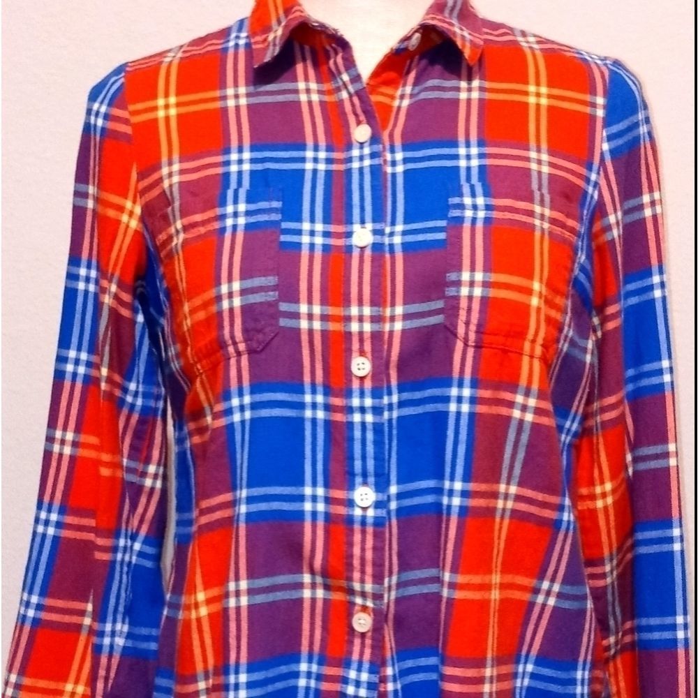 Old Navy Orange & Blue Button Down S…